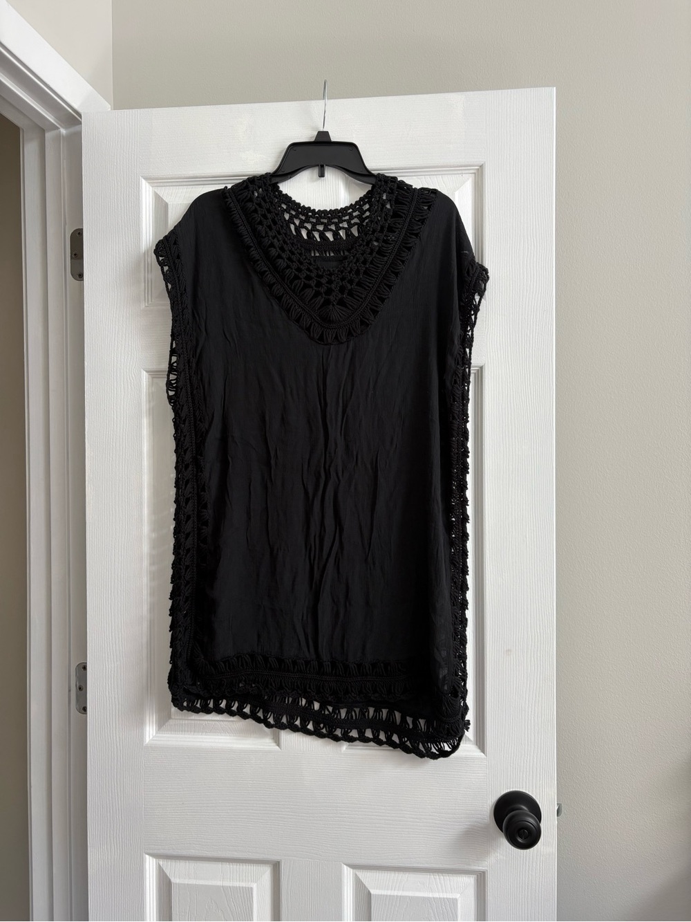 Black Crochet Trim Swimsuit Cover-Up